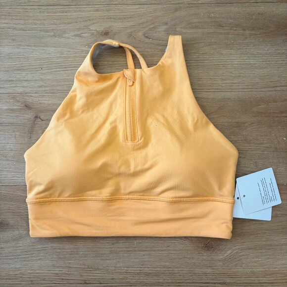 Lululemon Athletic Energy High Neck LL Bra Zip Mango Dream NWT Women’s Size 6 - Picture 1 of 7